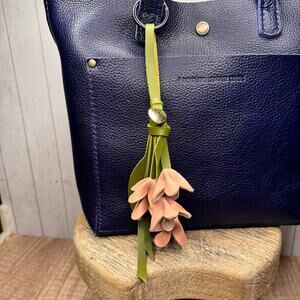 Flower Bag Charm Dusty Rose Flower Fuchsia Lobelia Flowers Purse Accessory